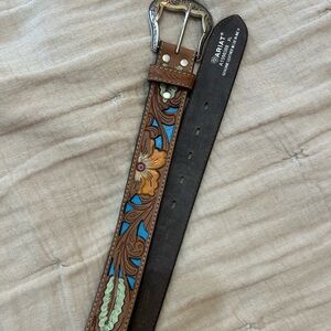 Ariat Brown Leather Belt with Silver Buckle